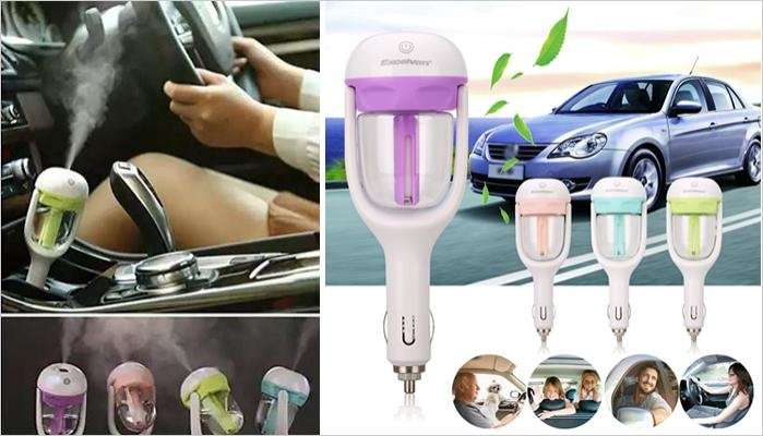 180 Degree, 12V Car Humidifier Aromatherapy With USB Charger to Charge Your Phone & Devices