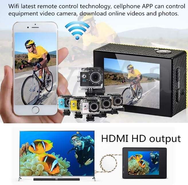 4K Ultra HD WIFI Action Sport DVR & Camera With REMOTE- HDMI, Waterproof, 170 Degree & More