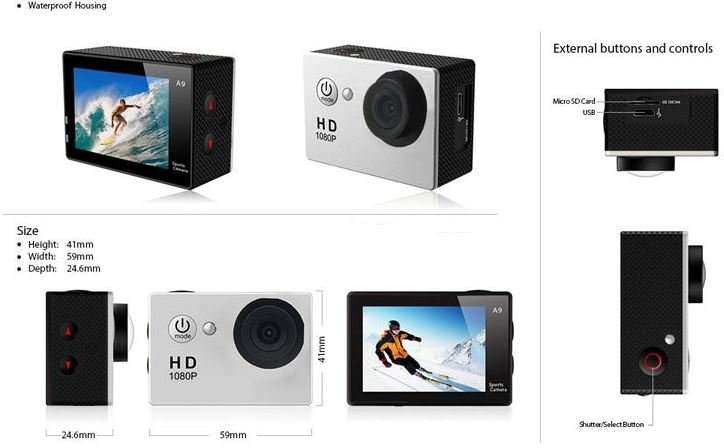 HD Action Sport DVR & Camera - Waterproof, LCD Screen, Side Helmet Mount, Waterproof Casing..