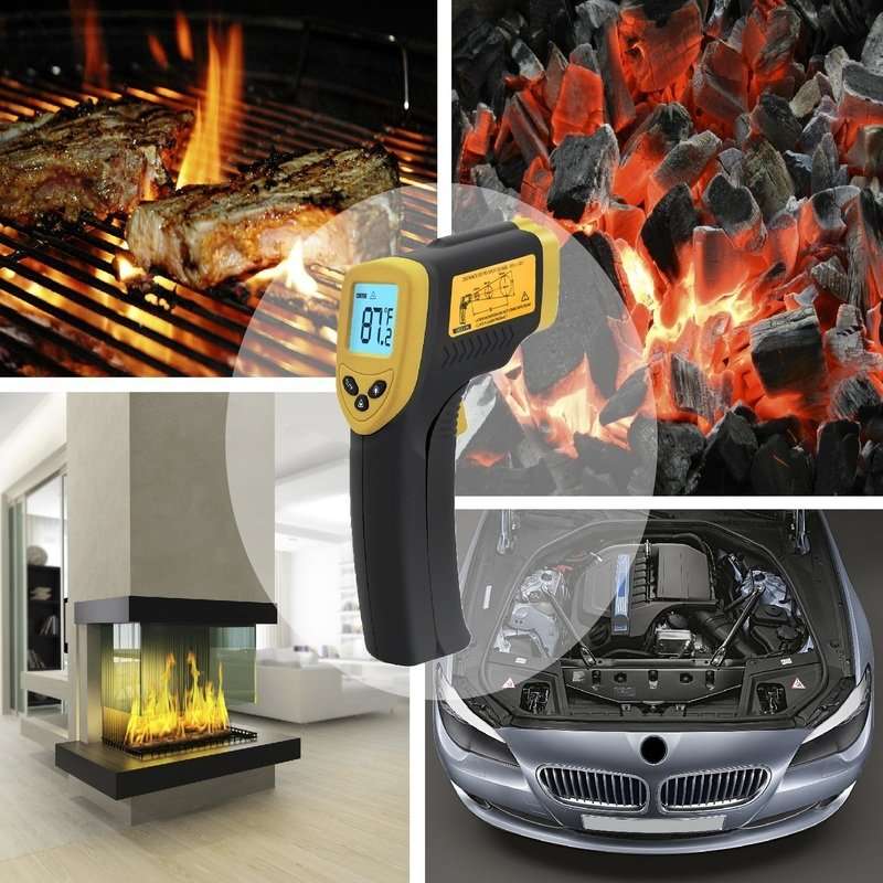 Non-Contact Laser Infrared Digital Thermometer - LCD Screen - Measure Temperature Almost Anywhere