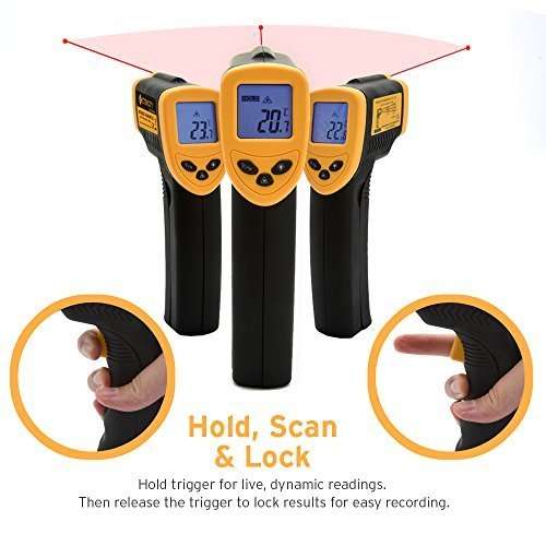 Non-Contact Laser Infrared Digital Thermometer - LCD Screen - Measure Temperature Almost Anywhere