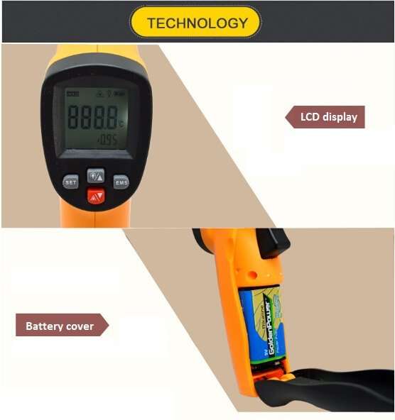 Non-Contact Laser Infrared Digital Thermometer - LCD Screen - Measure Temperature Almost Anywhere