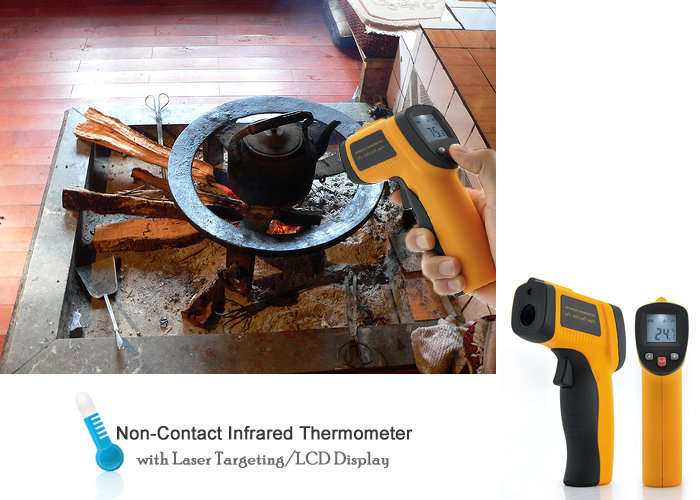 Non-Contact Laser Infrared Digital Thermometer - LCD Screen - Measure Temperature Almost Anywhere