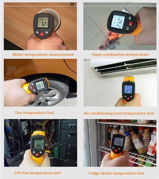 Non-Contact Laser Infrared Digital Thermometer - LCD Screen - Measure Temperature Almost Anywhere