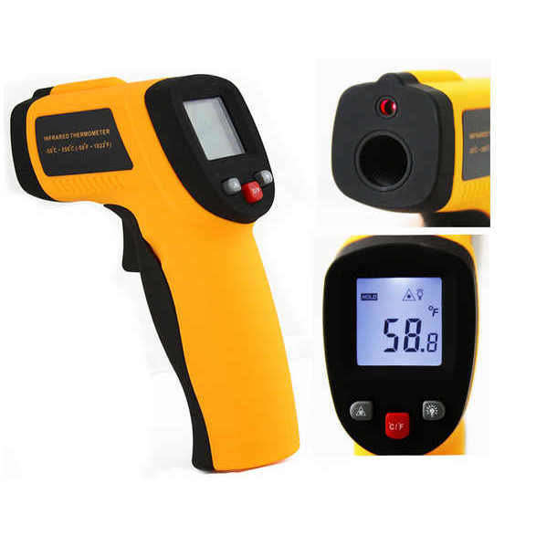 Non-Contact Laser Infrared Digital Thermometer - LCD Screen - Measure Temperature Almost Anywhere