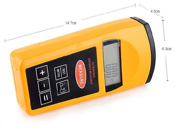 Ultrasonic Laser Distance Meter - Metric or Imperial Measurement With Area & Volume Calculation
