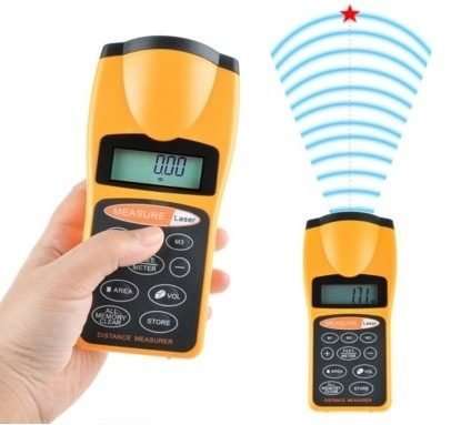 Ultrasonic Laser Distance Meter - Metric or Imperial Measurement With Area & Volume Calculation