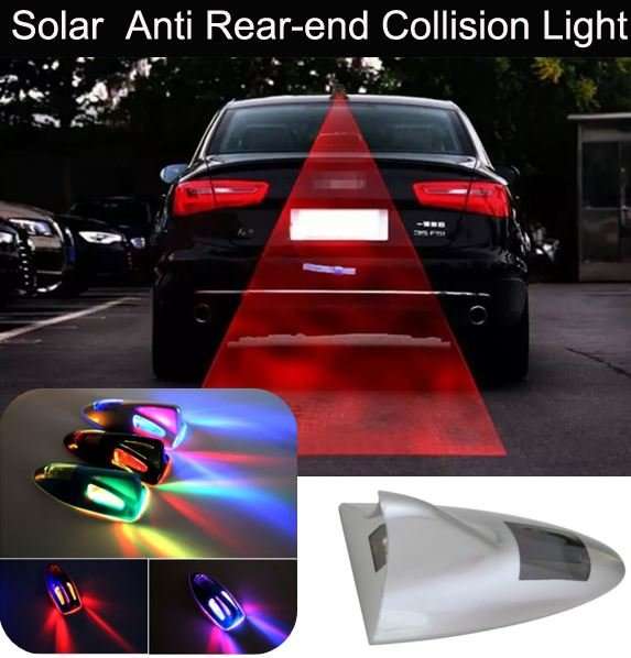 LED SOLAR Shark Fin Anti-Collision Tail Light Available in Silver or Black
