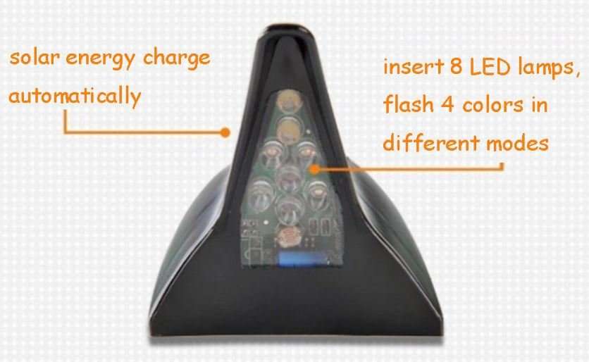 LED SOLAR Shark Fin Anti-Collision Tail Light Available in Silver or Black