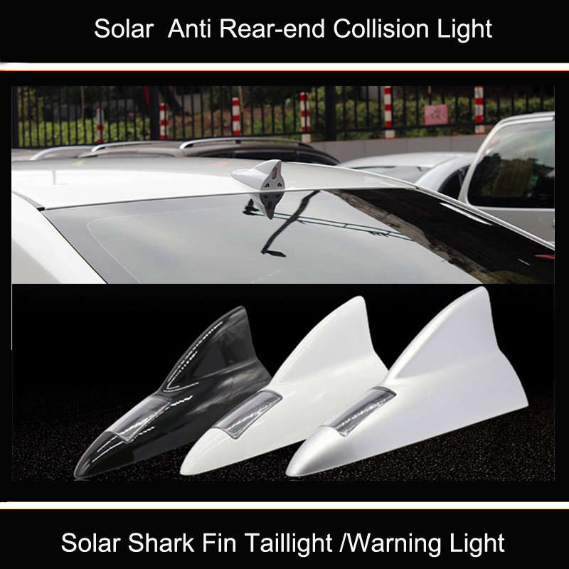 LED SOLAR Shark Fin Anti-Collision Tail Light Available in Silver or Black