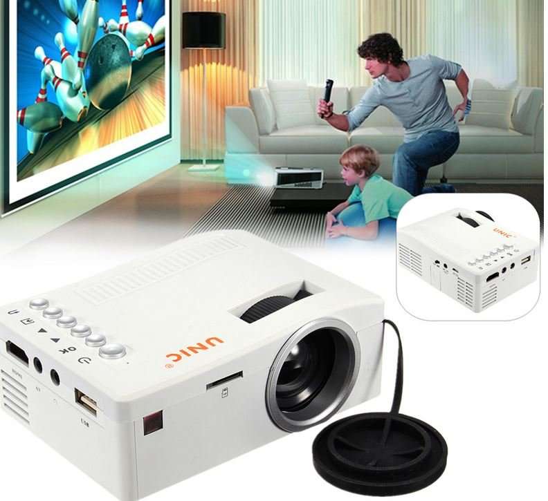 HD 1080P Multimedia Projector & Home Theater Cinema & Remote - AV, TV, VGA, HDMI, USB, SD, WTC