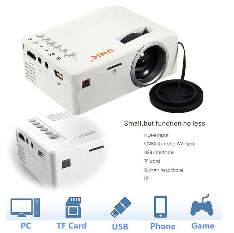 HD LED Multimedia Projector & Home Theater Cinema & Remote - AV, TV, VGA, HDMI, USB, SD, WTC