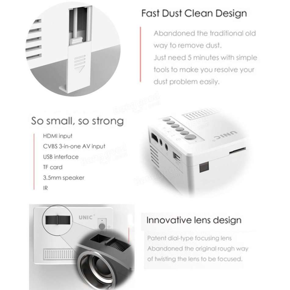 HD LED Multimedia Projector & Home Theater Cinema & Remote - AV, TV, VGA, HDMI, USB, SD, WTC