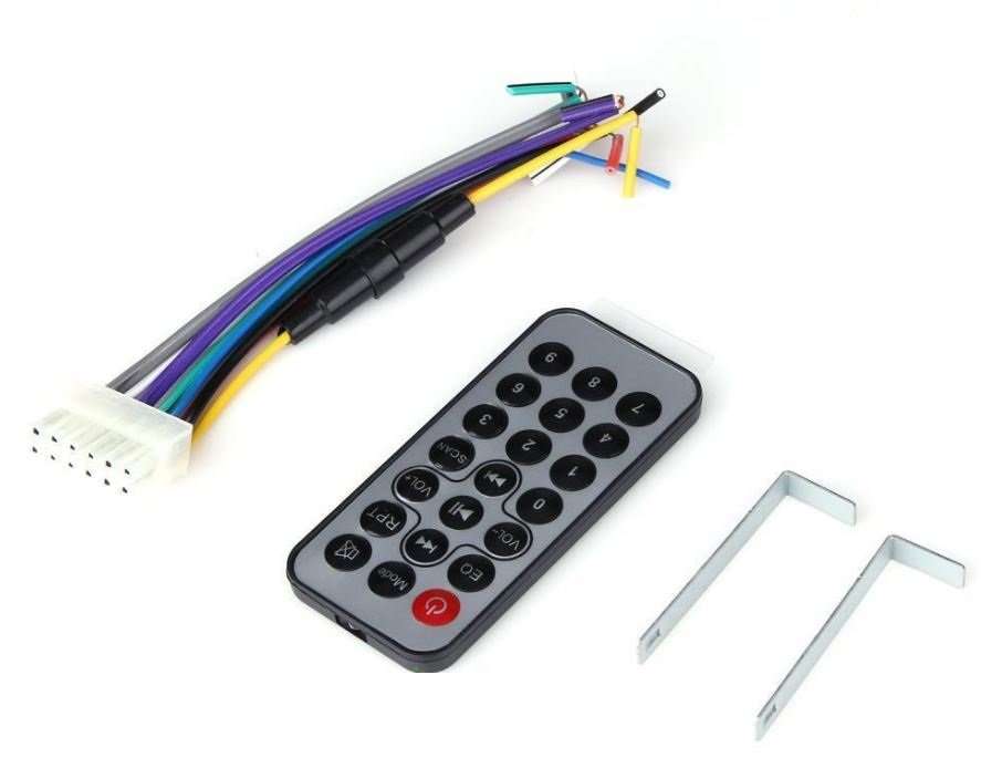 LED MP3 Car Radio & Remote - Supports USB, SD Card, AUX, 5V Charging, 4 x Speakers etc.