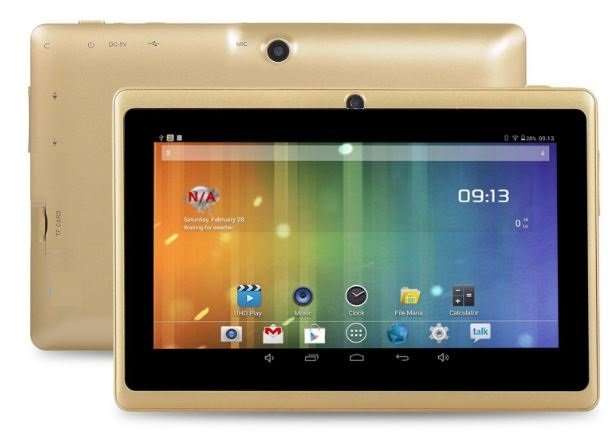 7" Quad Core, Android 4.4., 8GB, Dual Cameras, Wi-Fi, Bluetooth etc. - Gold