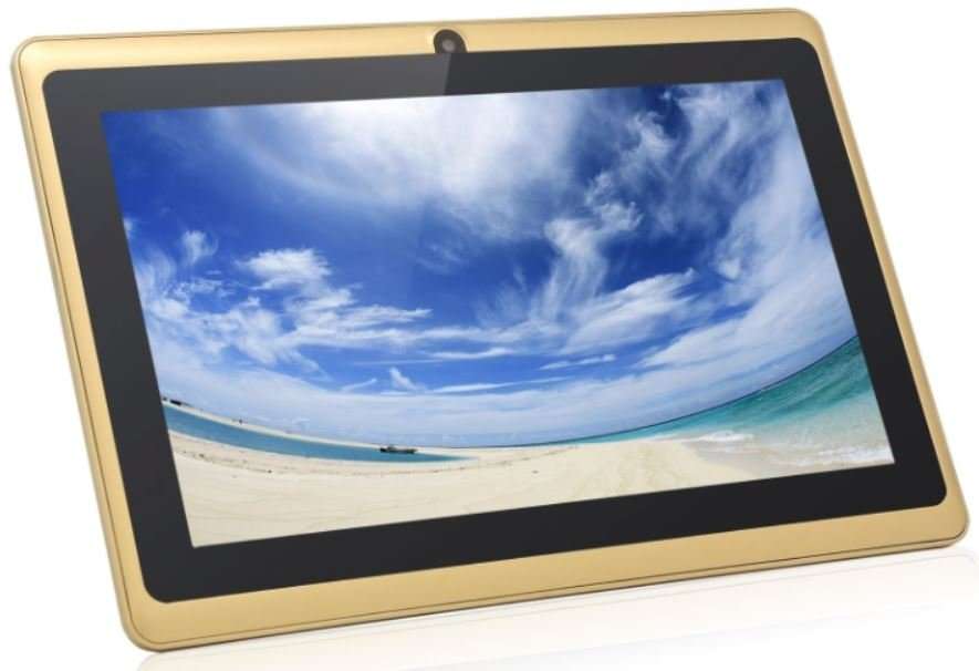 7" Quad Core, Android 4.4., 8GB, Dual Cameras, Wi-Fi, Bluetooth etc. - Gold