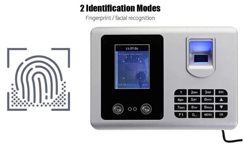 2.8" Bio-metric Face Recognition & Fingerprint Time Attendance System - 360 Degree, Low Power etc...