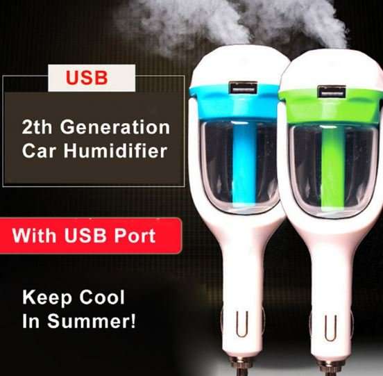 180 Degree, 12V Car Humidifier Aromatherapy With USB Charger to Charge Your Phone & Devices