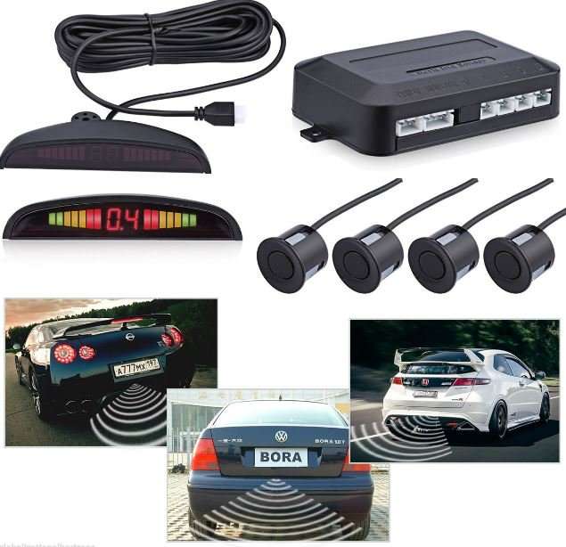 Parking Sensor Kit With Alarm, Control Box, LED Display Indicator & 4 LED Parking Sensors