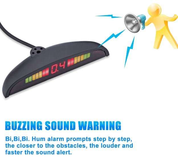 Parking Sensor Kit With Alarm, Control Box, LED Display Indicator & 4 LED Parking Sensors