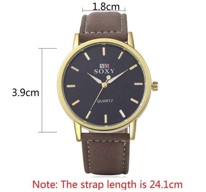 Elegant Business Rosegold & Black Men's SOXY Brand Leather Wrist Watch