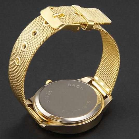 Luxurious Ladies Stainless Steel & Rhinestone Quartz Wrist Watch With Mesh Band Strap