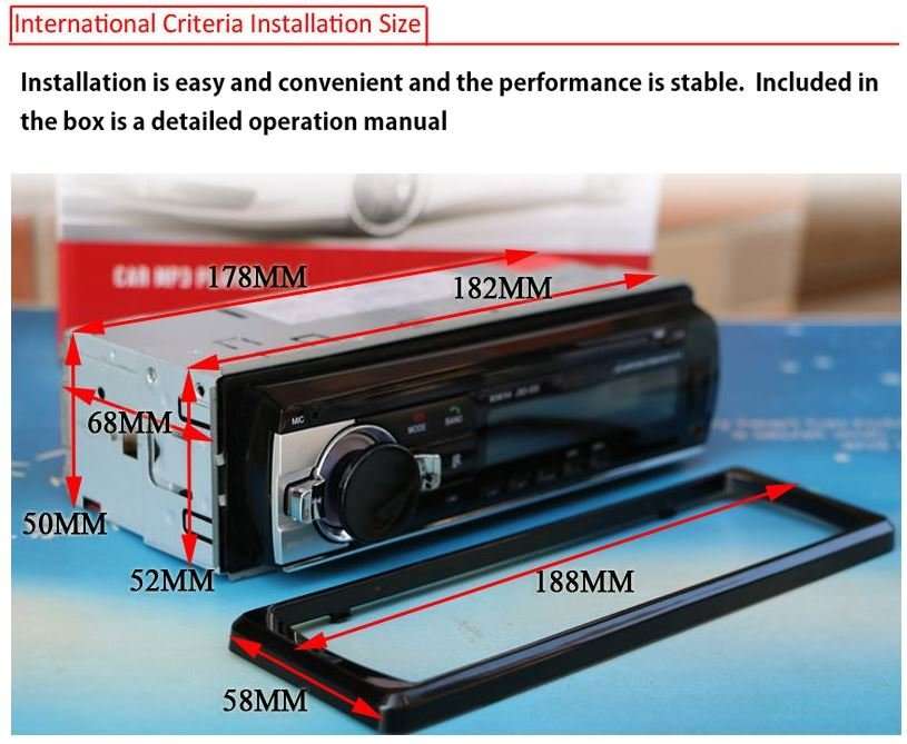 LED Bluetooth MP3 Car Radio & Remote - Supports USB, SD Card, Hands-free Calls, AUX, 5V Charging...