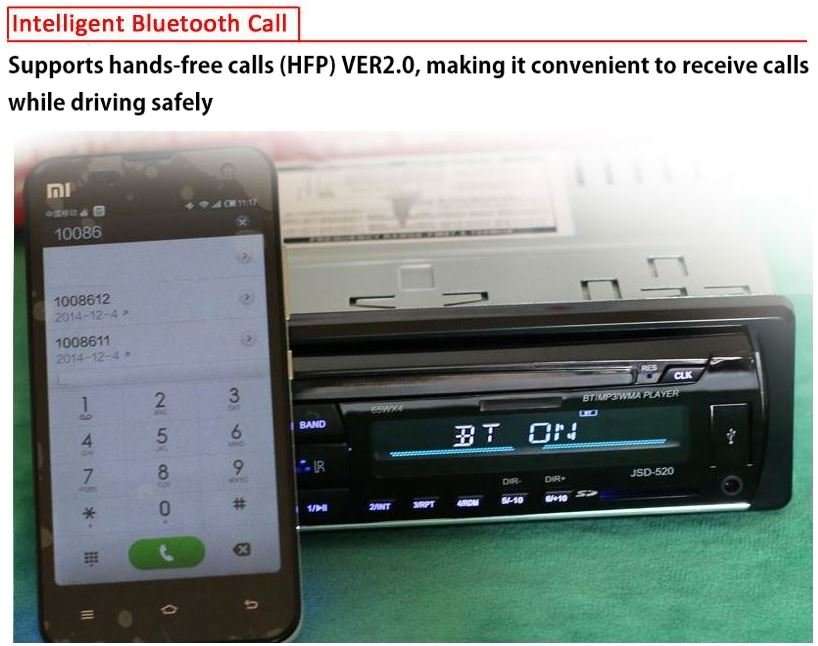 LED Bluetooth MP3 Car Radio & Remote - Supports USB, SD Card, Hands-free Calls, AUX, 5V Charging...