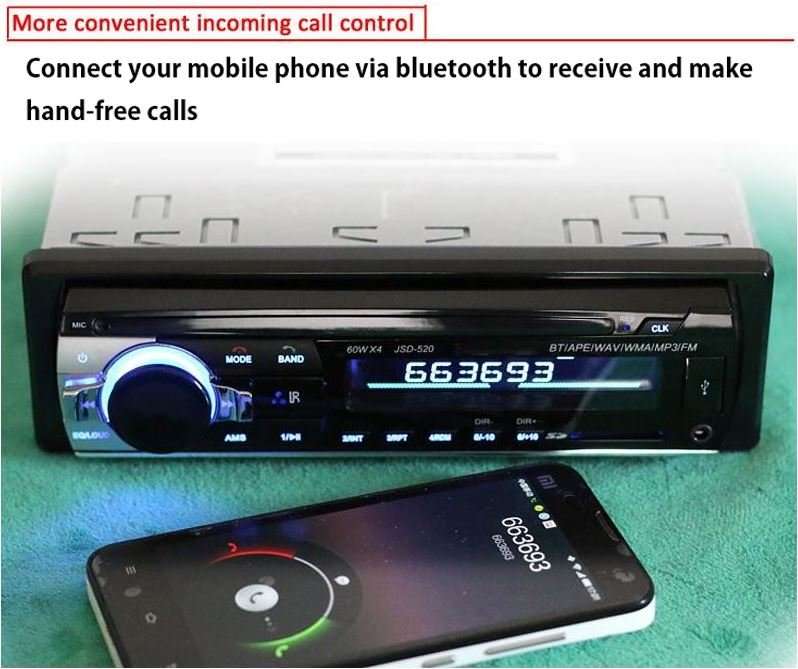 LED Bluetooth MP3 Car Radio & Remote - Supports USB, SD Card, Hands-free Calls, AUX, 5V Charging...