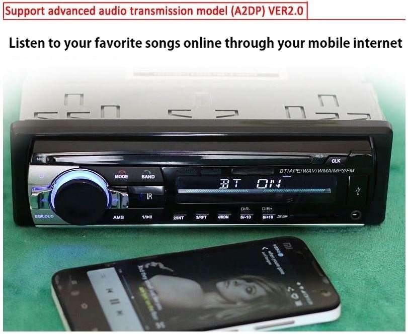 LED Bluetooth MP3 Car Radio & Remote - Supports USB, SD Card, Hands-free Calls, AUX, 5V Charging...