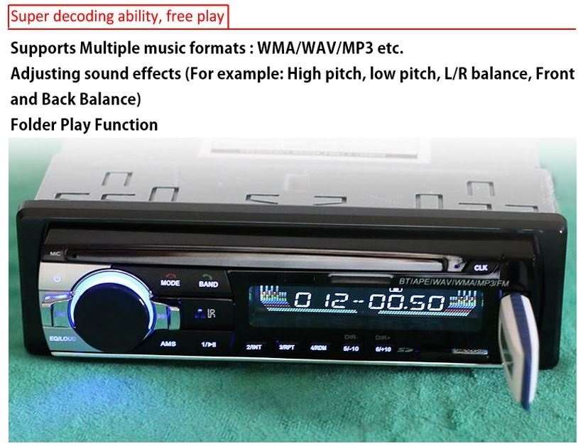 LED Bluetooth MP3 Car Radio & Remote - Supports USB, SD Card, Hands-free Calls, AUX, 5V Charging...