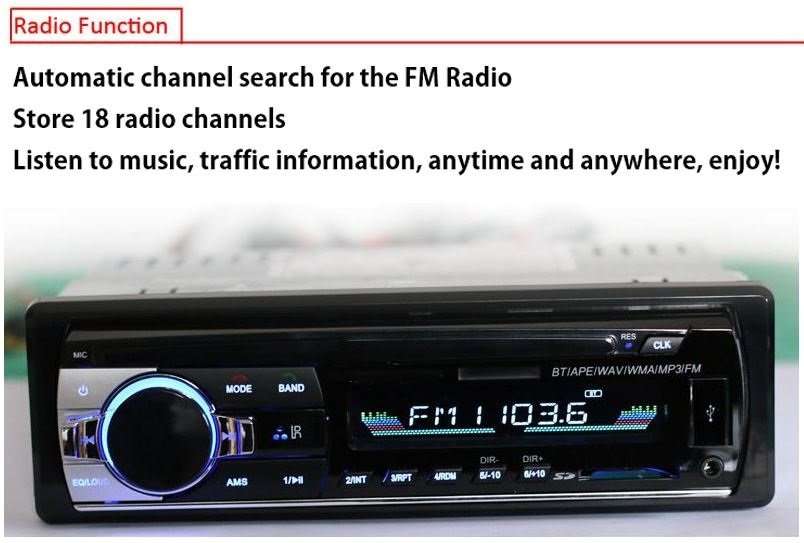 LED Bluetooth MP3 Car Radio & Remote - Supports USB, SD Card, Hands-free Calls, AUX, 5V Charging...