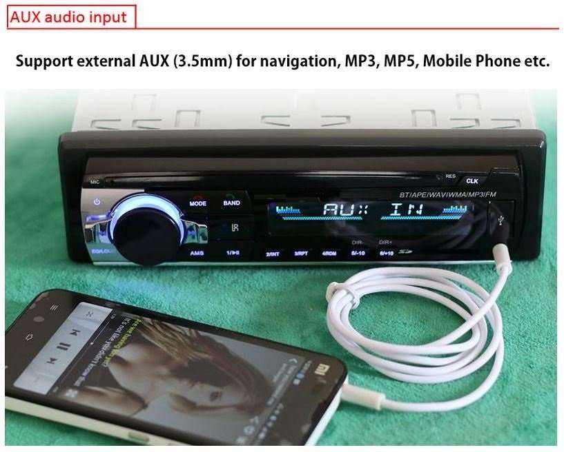 LED Bluetooth MP3 Car Radio & Remote - Supports USB, SD Card, Hands-free Calls, AUX, 5V Charging...