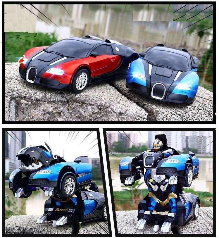 Large Buggati Remote Control TRANSFORMER Robot Car, Transforms in 1 Button - With Music & Lights