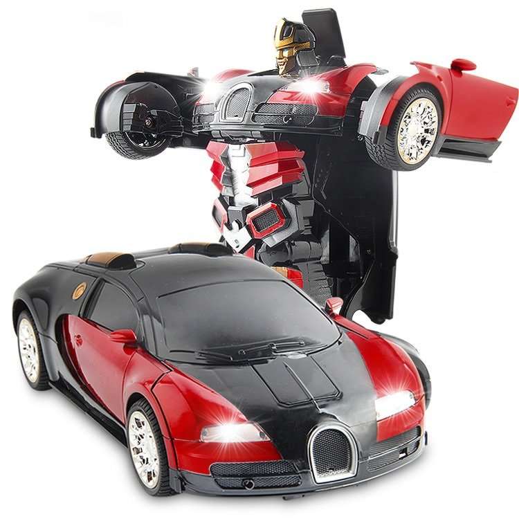 Large Buggati Remote Control TRANSFORMER Robot Car, Transforms in 1 Button - With Music & Lights