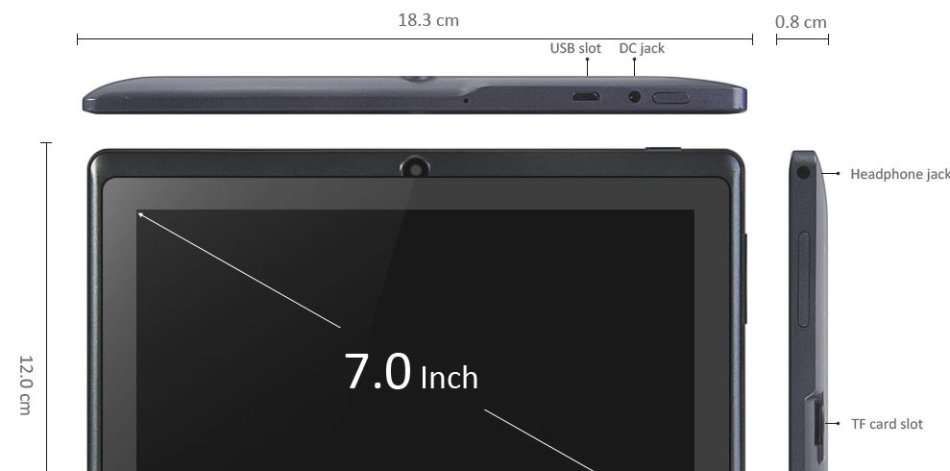 4GB Dual Core 7" Tablet, Dual Cameras, Support SD Card & USB 3G Dongle