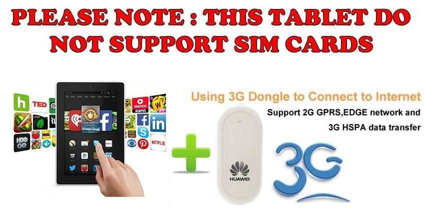 4GB Dual Core 7" Tablet, Dual Cameras, Support SD Card & USB 3G Dongle