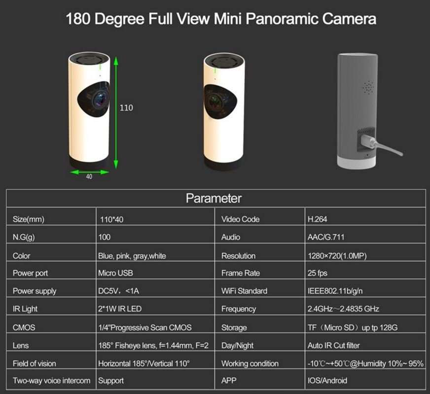 WI-FI Wireless Two-Way 360 Degree Intercom Camera With Motion Detection & Alarm, Support SD Card etc