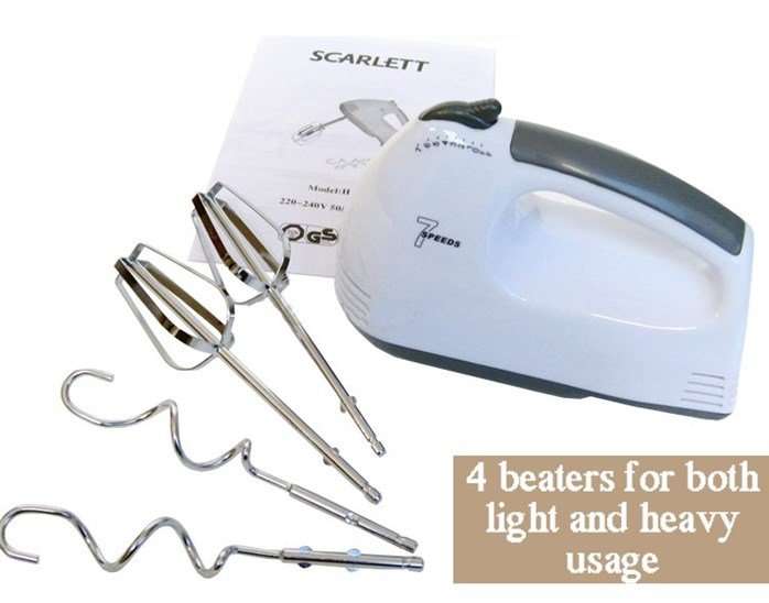 Powerful 180W Electric Mixer - 7 Speed Settings Including Turbo Speed, Perfect to whisk, Mix & Knead