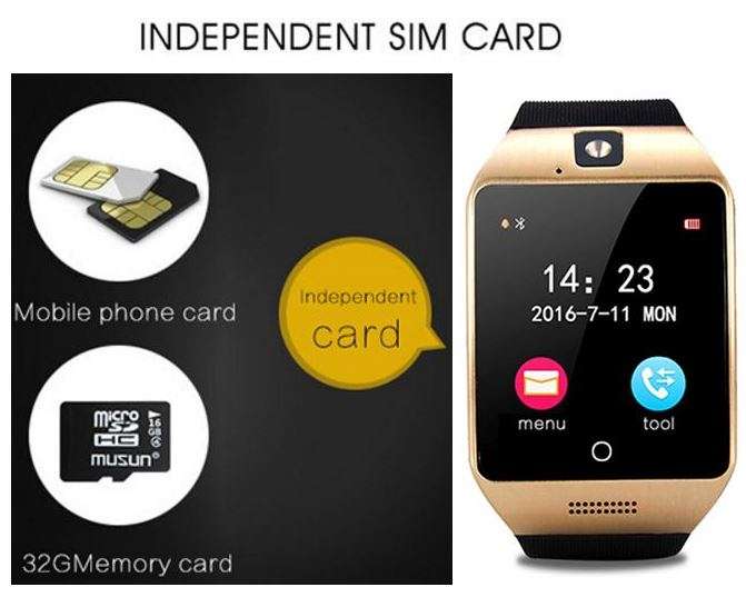 Smart Watch Phone, SIM CARD, Bluetooth, Camera, Sleep Monitor, SD Card, Pedometer etc.