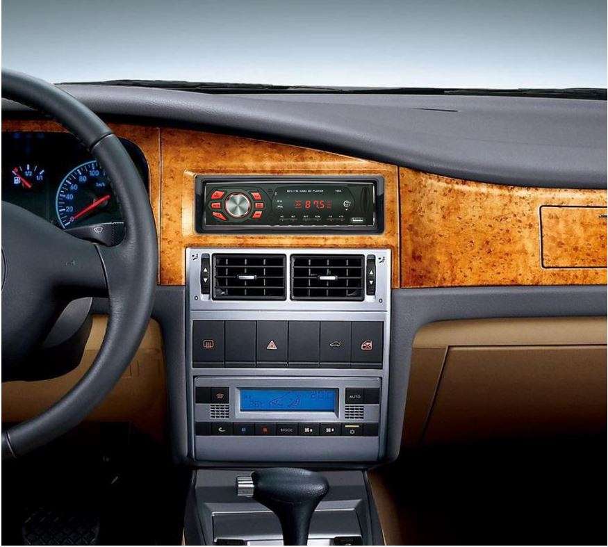 LED MP3 Car Radio & Remote - Supports USB, SD Card, AUX, 5V Charging, 4 x Speakers etc.