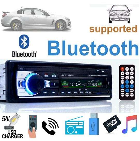 LED Bluetooth MP3 Car Radio & Remote - Supports USB, SD Card, Hands-free Calls, AUX, 5V Charging...