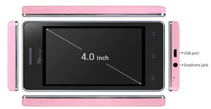 4" Music Phone With Wi-Fi, Dual Sim, Camera, Touch Screen & Cover in Pink for Children and Elderly