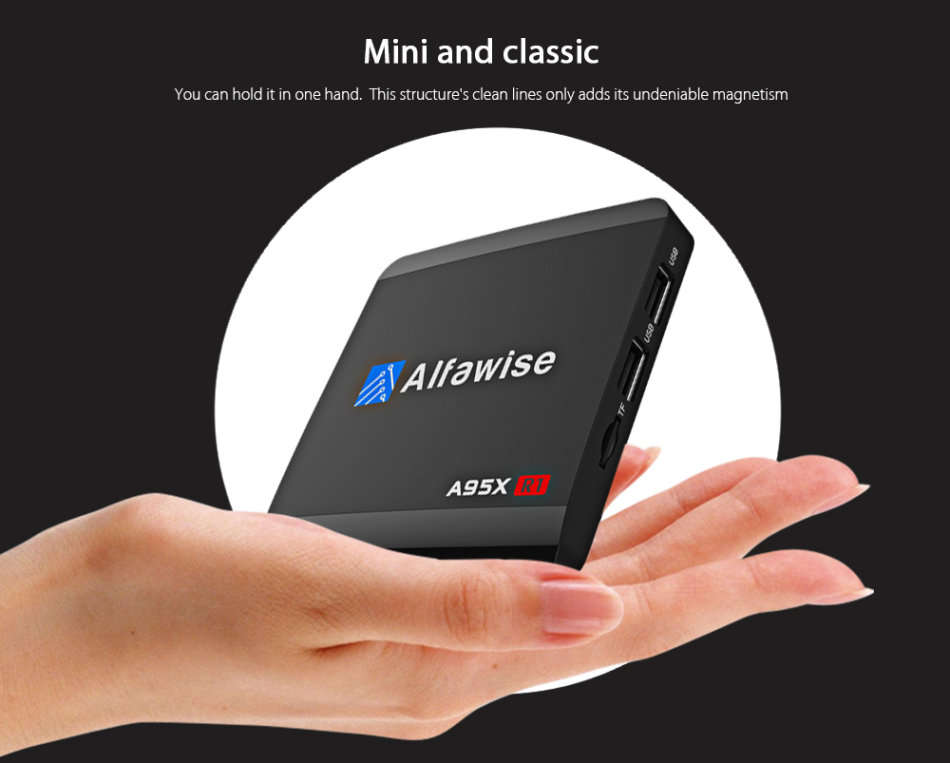 Alfawise A95X R1 Quad Core, Ultra HD 4K, Android 6 TV Box With Remote