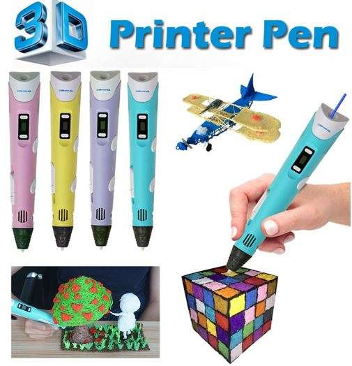 3D Adjustable Modeling & Printing Pen with LCD Screen PLUS 3 Different Colours of Printing Filament