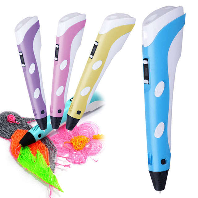 3D Adjustable Modeling & Printing Pen with LCD Screen PLUS 3 Different Colours of Printing Filament