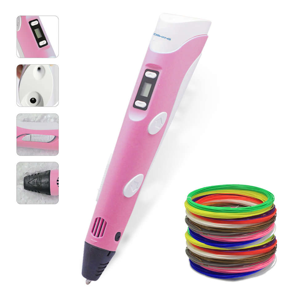 3D Adjustable Modeling & Printing Pen with LCD Screen PLUS 3 Different Colours of Printing Filament