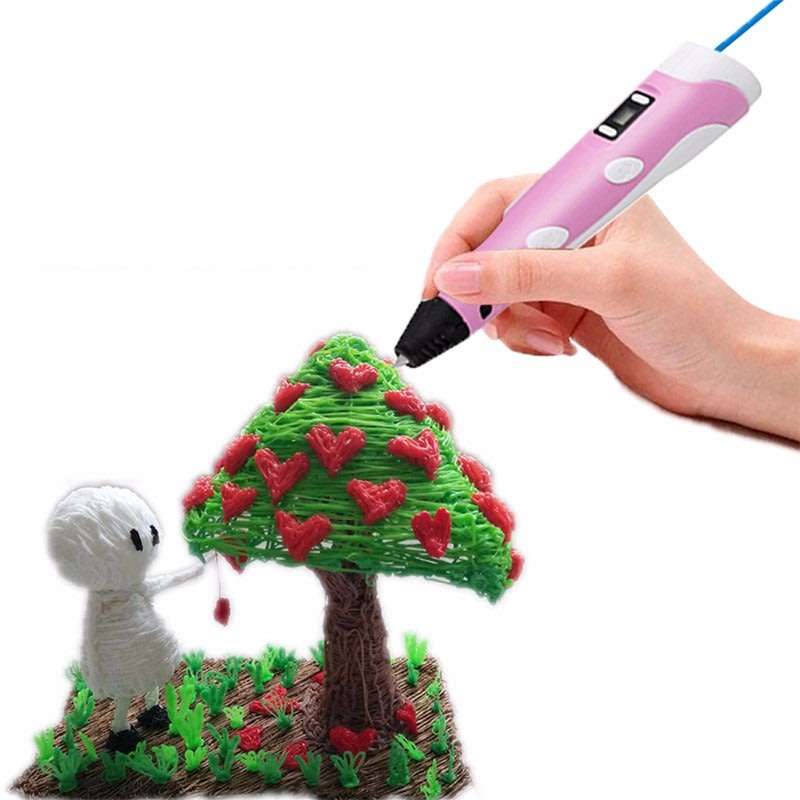 3D Adjustable Modeling & Printing Pen with LCD Screen PLUS 3 Different Colours of Printing Filament