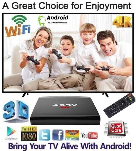 Alfawise A95X R1 Quad Core, Ultra HD 4K, Android 6 TV Box With Remote