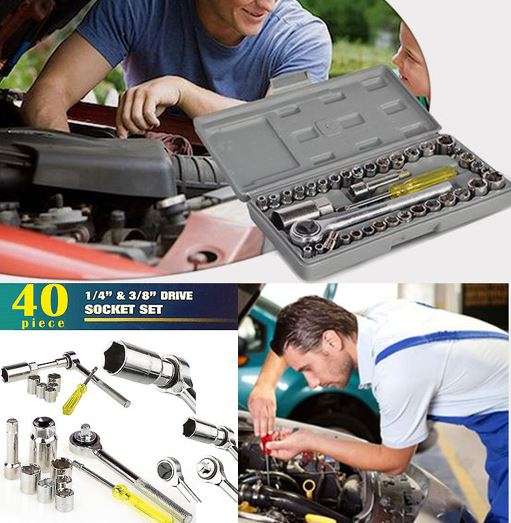 COMBO DEAL - 40 Piece Combination Socket Wrench Set PLUS 32 Piece Precision Screwdriver & Bits Set